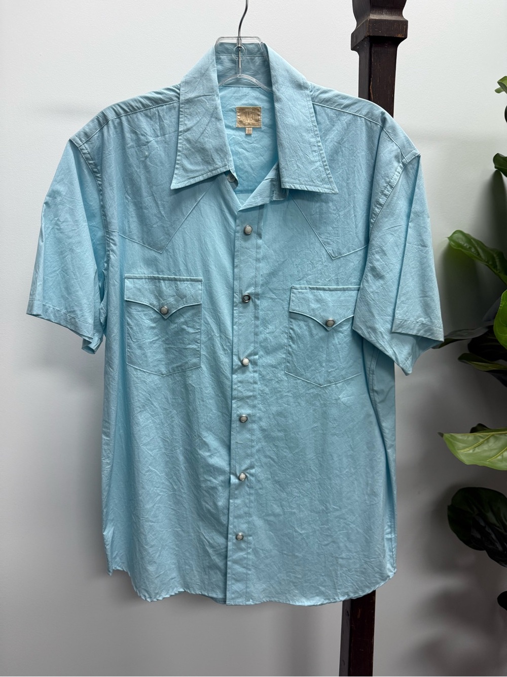 Runabout Men's Light Blue Short-Sleeve Western Button-Down Shirt
